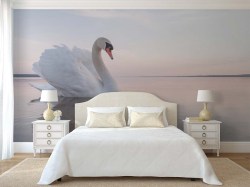 Fotobehang zwaan op rustig meer